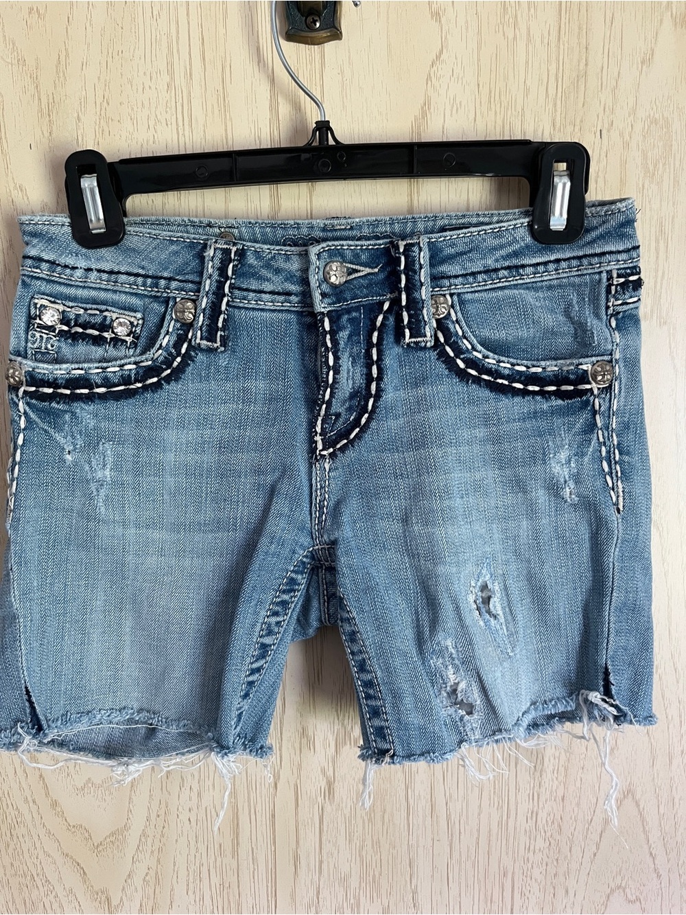 MISS ME Girls Cut Off Jean Shorts Raw Hem Sz 14 Girls
